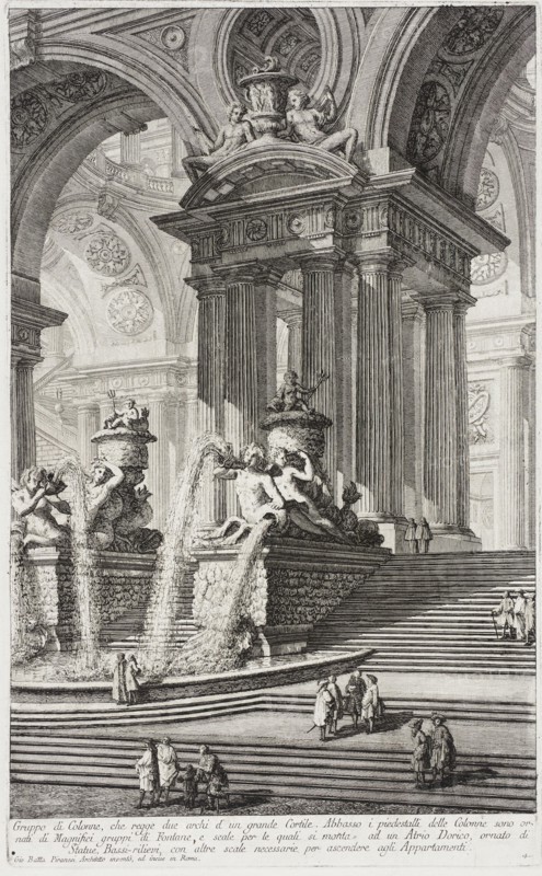 Group of columns which support two arches of a great courtyard... c1743. Creator: Giovanni Battista Piranesi.