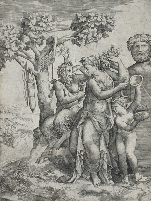 Pomona and Pan, 1550s. Creator: Giulio Bonasone.