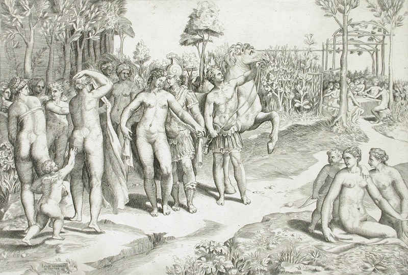 Ruggero in the Garden of Alcina, c1545. Creator: Giulio Bonasone.