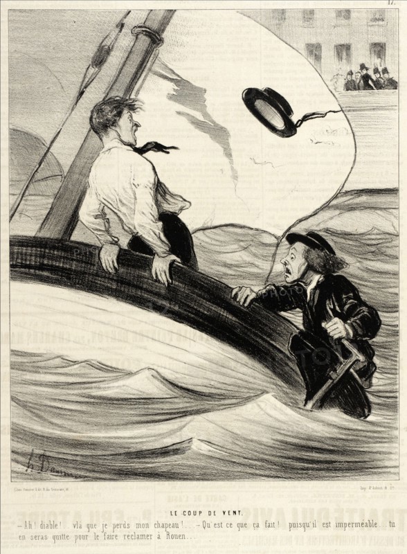 Le Coup de Vent, 1843. Creator: Honore Daumier.