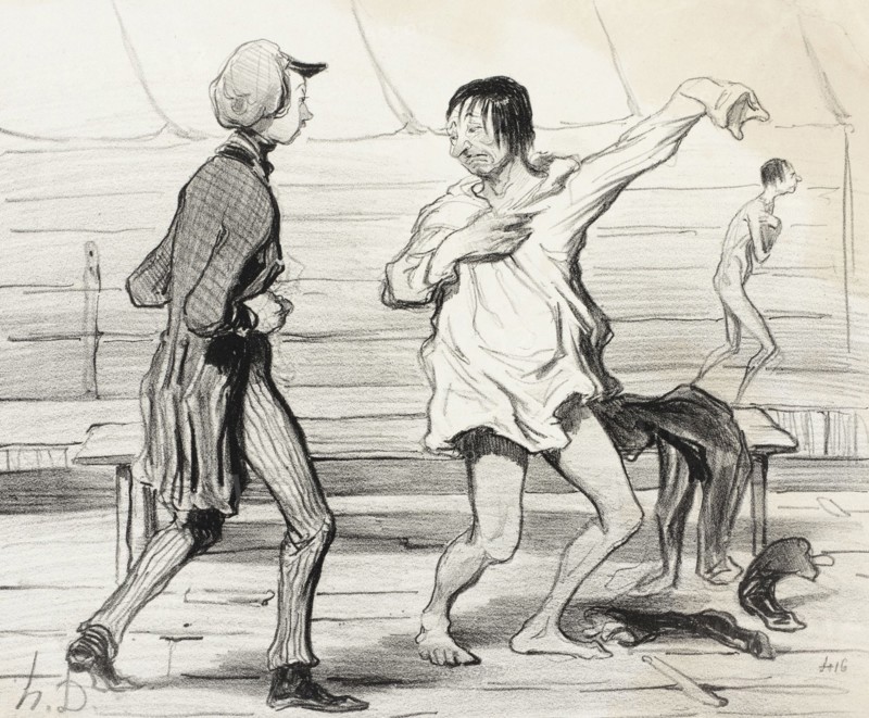 Les Bains à vingt centimes, nouveau style, 1842. Creator: Honore Daumier.