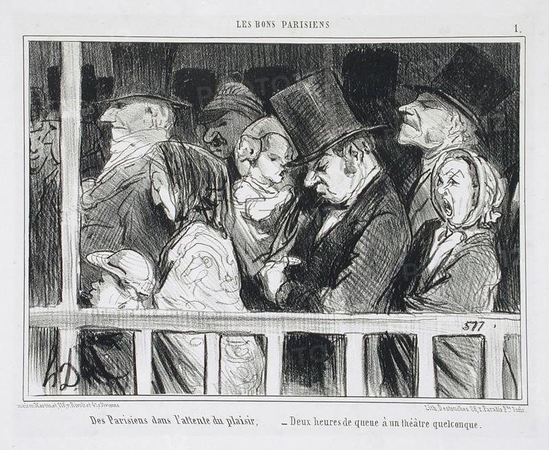 Des Parisiens dans l'attente du plaisir.., 1855. Creator: Honore Daumier.