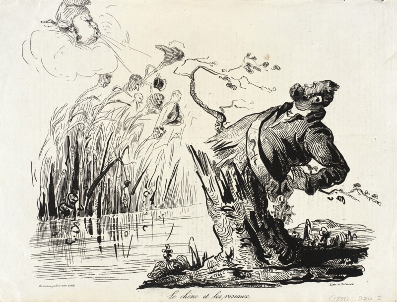 Le chêne et les roseaux, 1834. Creator: Honore Daumier.