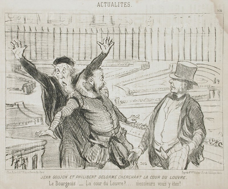 Jean Goujon et Philibert Delorme cherchant la cour du Louvre, 1851. Creator: Honore Daumier.