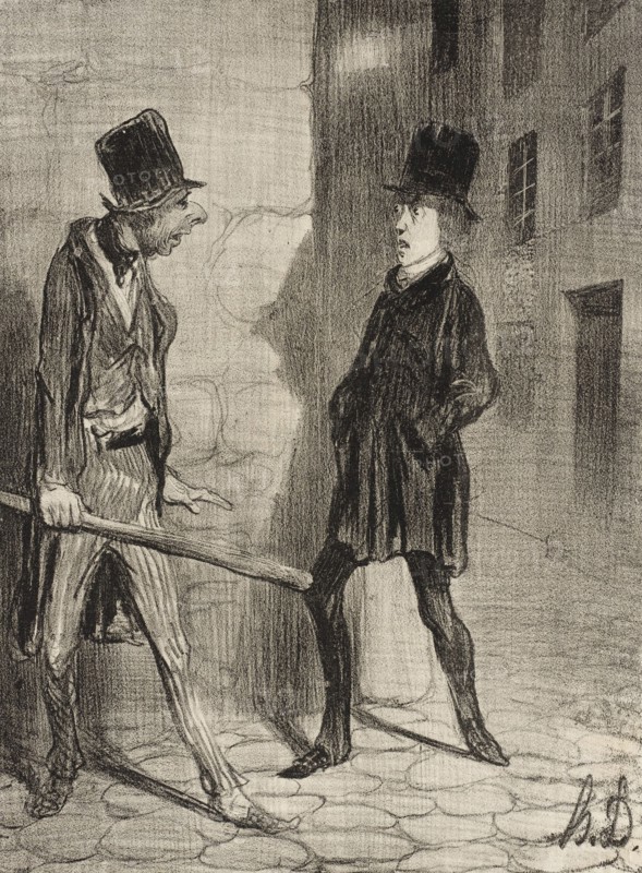 Quelle heure est-il s'il vous plait?, 1839. Creator: Honore Daumier.