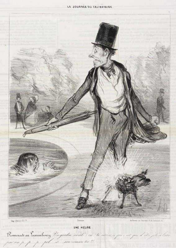 Une heure - Promenade au Luxembourg, 1839. Creator: Honore Daumier.