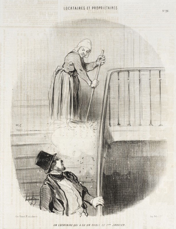 Un locataire qui a eu un oubli le 1er janvier, 1847. Creator: Honore Daumier.