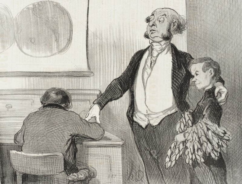 Dans cette réclame que vous allez envoyer à tous les journaux..., 1846. Creator: Honore Daumier.