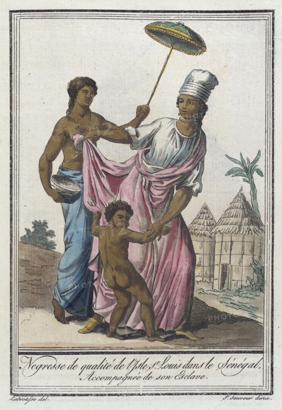 Costumes de Différents Pays, 'Negresse de Qualité de l'Isle St. Louis dans le Sénégal..., c1797. Creator: Jacques Grasset de Saint-Sauveur.