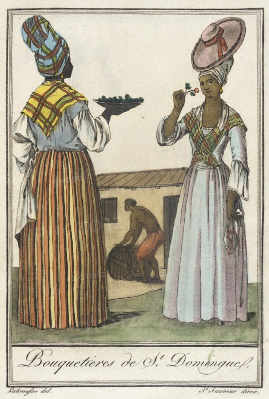 Costumes de Différents Pays, 'Bouquetieres de St. Domingue', c1797. Creator: Jacques Grasset de Saint-Sauveur.