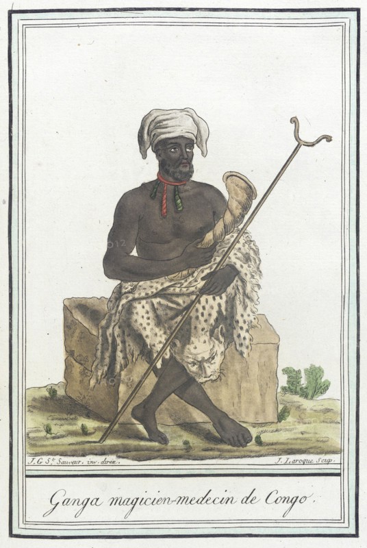Costumes de Différents Pays, 'Ganga Magicien-Medecin de Congo', c1797. Creator: Jacques Grasset de Saint-Sauveur.