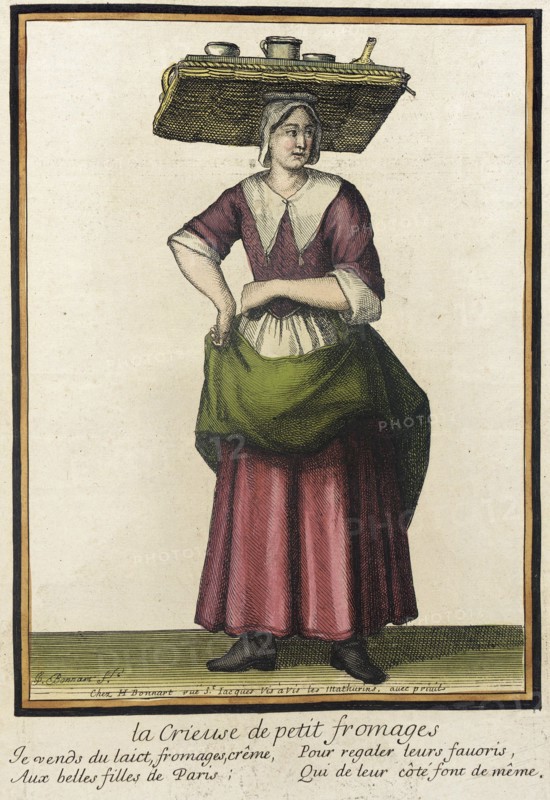 Recueil des modes de la cour de France, 'La crieuse de Petit Fromages', between 1675 and 1685. Creator: Henri Bonnart.