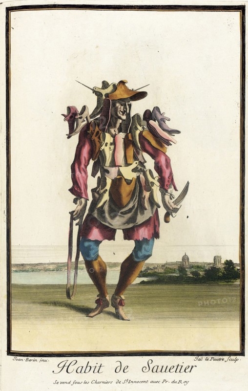 Recueil des modes de la cour de France, 'Habit de Sauetier', Bound 1703-1704. Creators: Jean Lepautre, Jean Berain, Jacques Le Pautre.