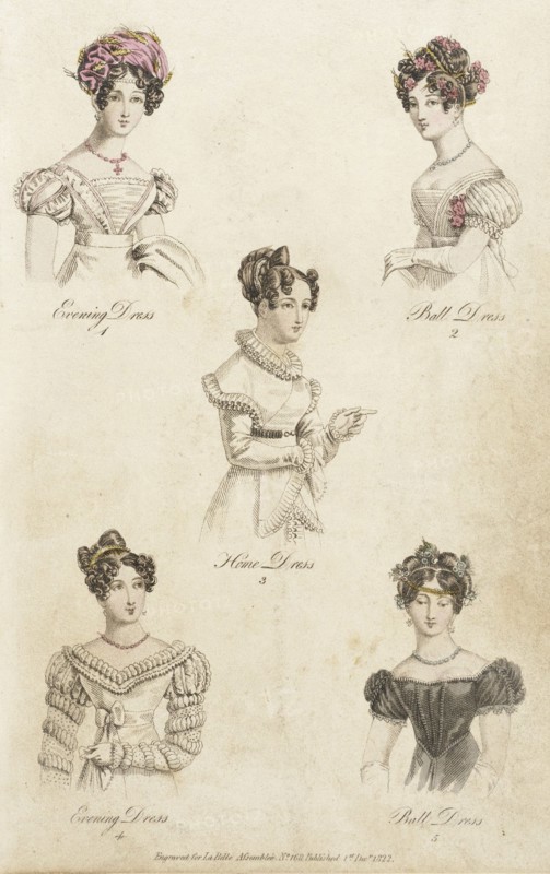 Fashion Plate (La Belle Assemblée), 1822. Creator: John Bell.