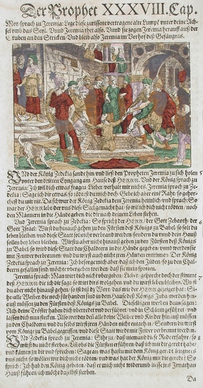 Jeremiah Lifted off the Cistern, 16th century. Creator: Jost Ammon.