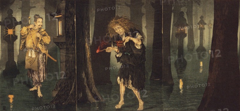 Taira no Tadamori Captures the Priest of Mido, 1884. Creator: Kobayashi Kiyochika.