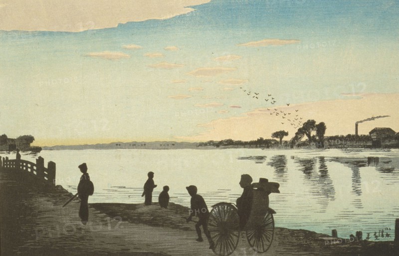 View of Ishihara Bridge at Okawabata, 1880. Creator: Kobayashi Kiyochika.