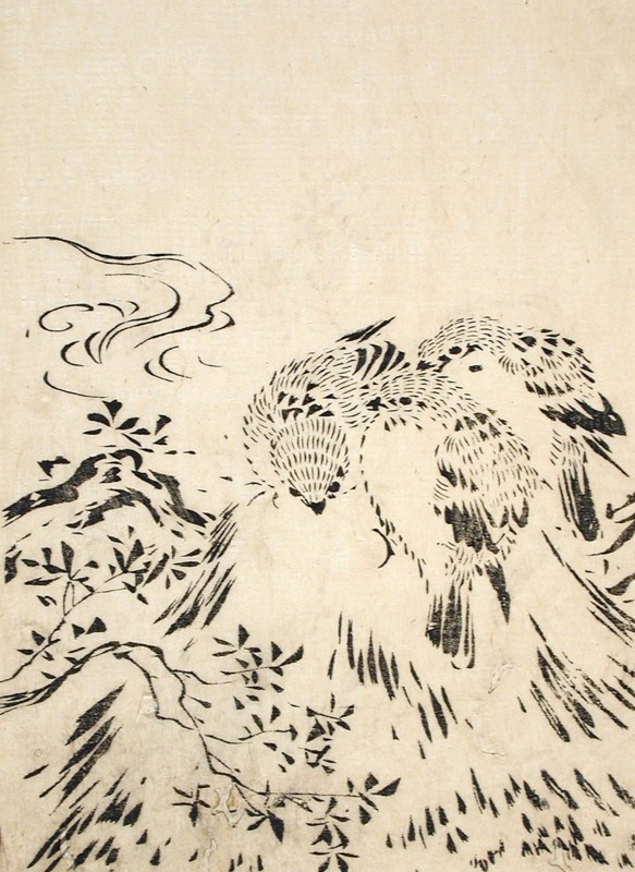 Sparrows, Printed 1762. Creator: Miyazaki Yuzen.