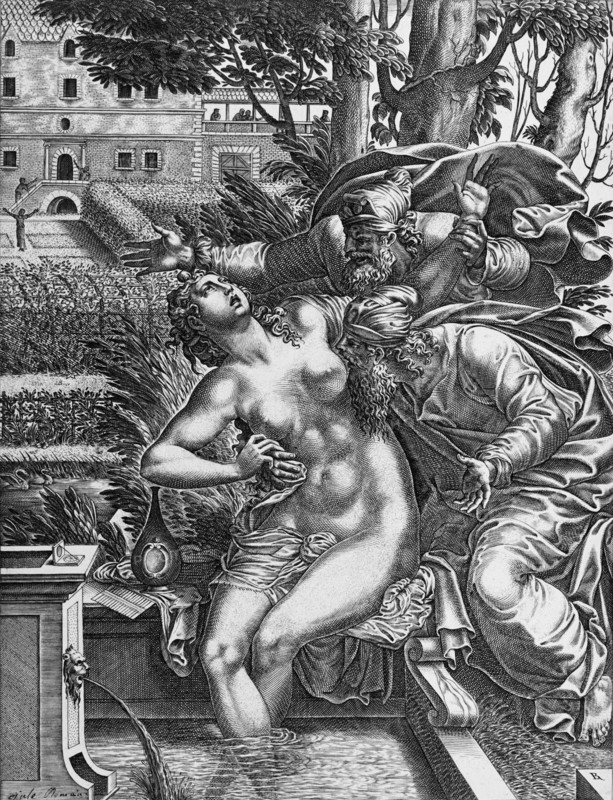 Susanna and the Elders, between c1525 and c1625. Creator: Rene Boyvin.