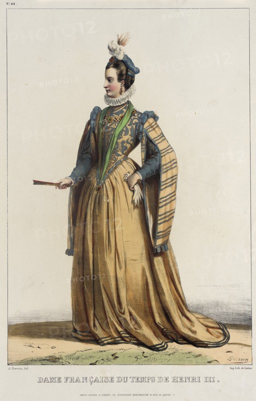 Fashion Plate: Dame Francaise Du Temps De Henri III, no. 44, c1850. Creator: Unknown.