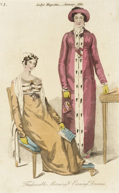 Fashion Plate (Fashionable Morning and Evening Dresses), 1813. Creator: Unknown.