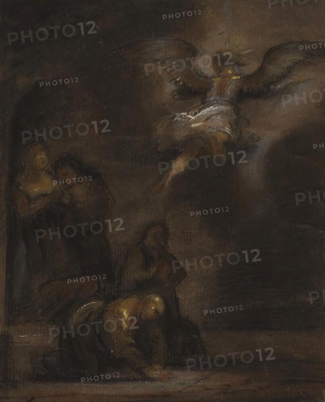 Abraham and the Angel, mid 19th century. Creator: Alfred Jacob Miller.