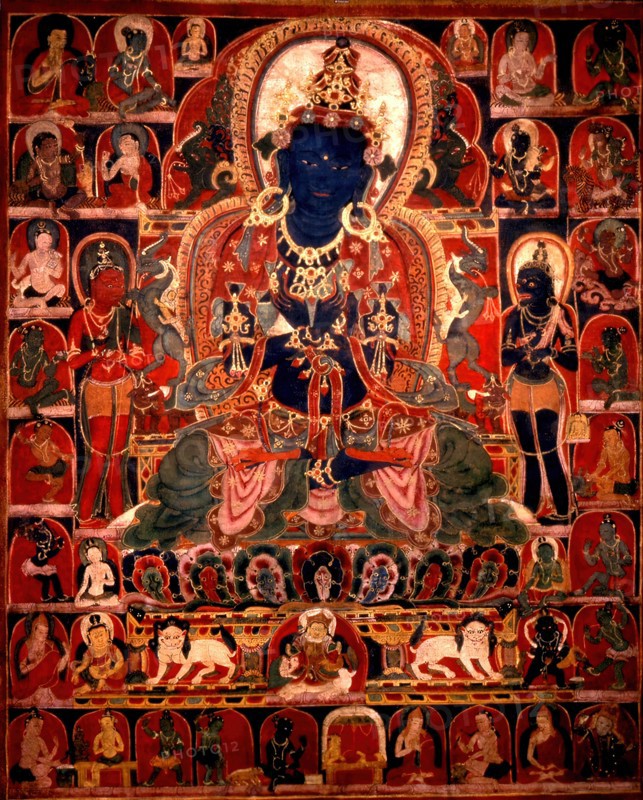 Vajradhara with Mahasiddhas, c1400. Creator: Unknown.