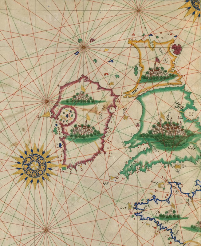 Map of Britain and Ireland, 10th century AH/AD 16th century.  Creator: Unknown.