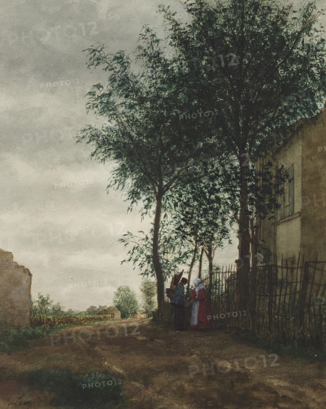Two Figures beside a Country Road, 1861. Creator: Leon Bonvin.