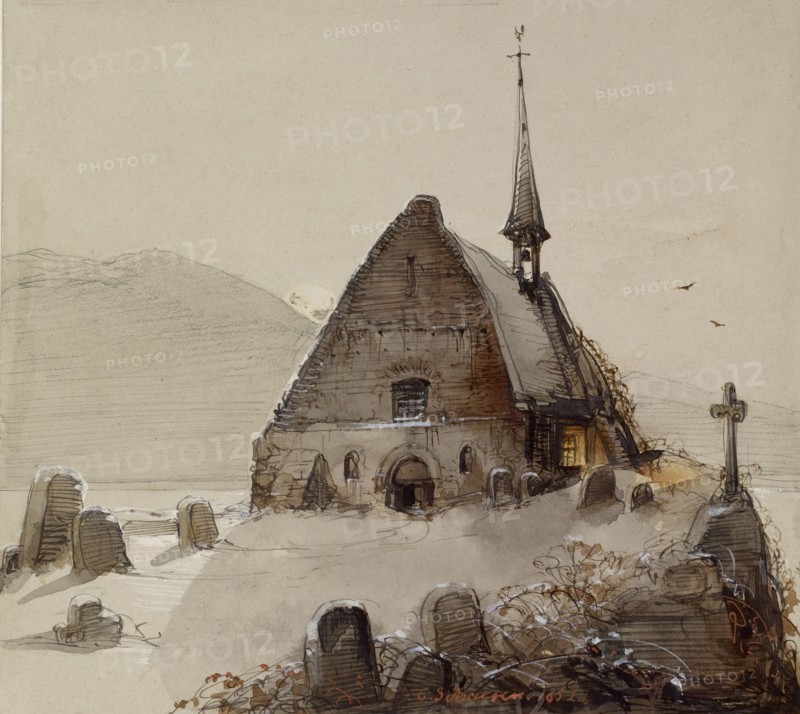 Mountain Scene, 1852. Creator: Caspar Scheuren.
