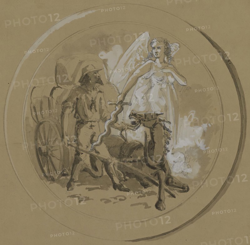 Untitled: Study of a Horsecart, 1855-1859. Creator: Alfred Jacob Miller.