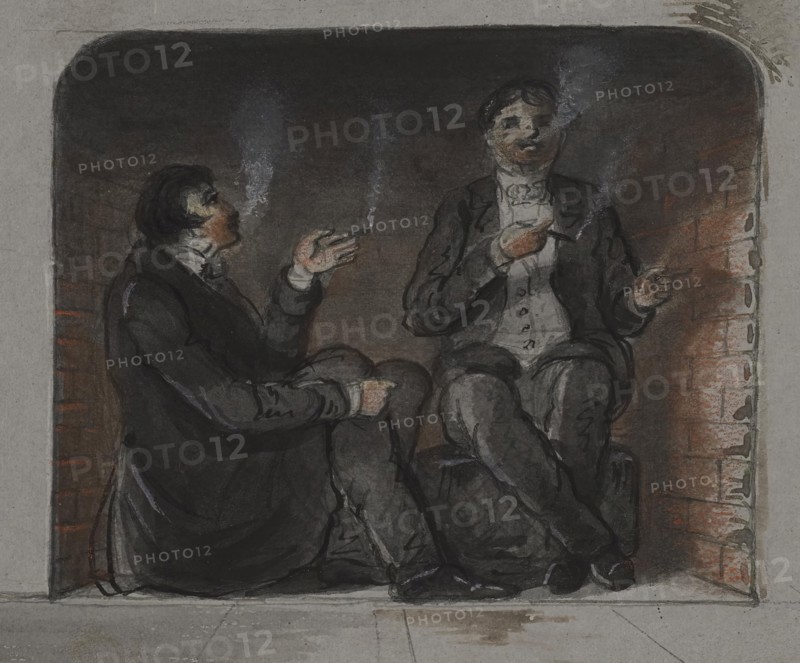 Cigar Smokers, mid 19th century. Creator: Alfred Jacob Miller.