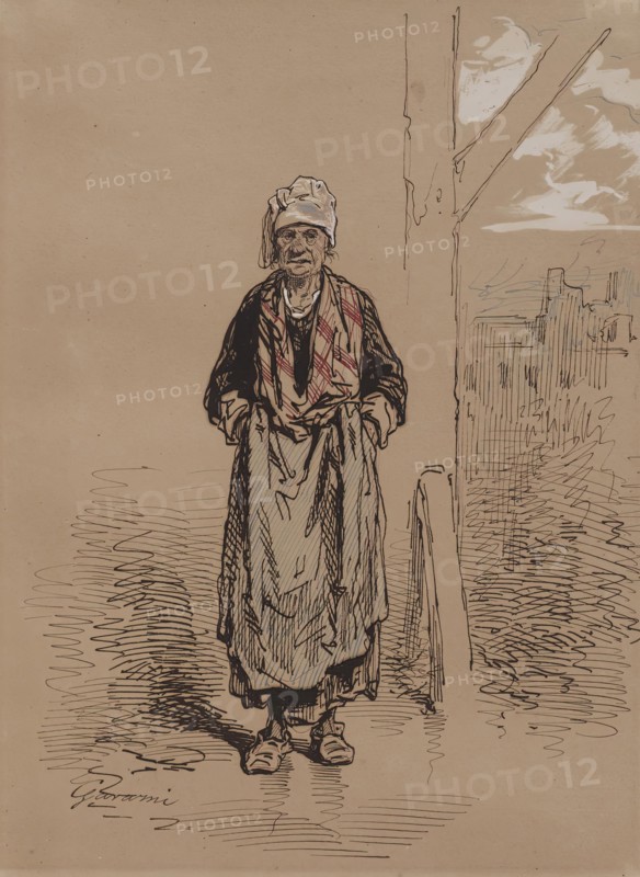 Old Woman, 1852-1866. Creator: Paul Gavarni.