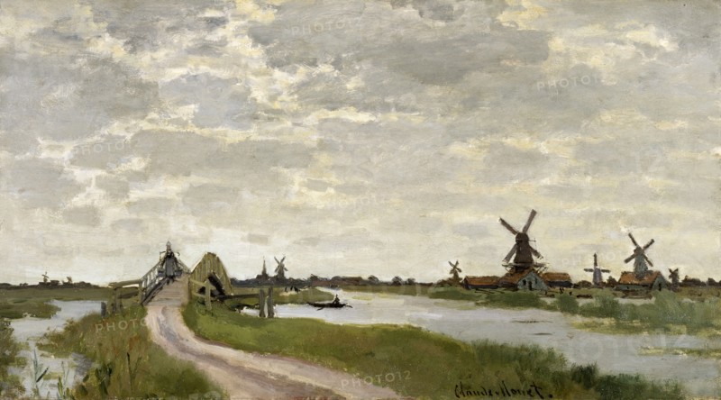 Windmills Near Zaandam, 1871. Creator: Claude Monet.
