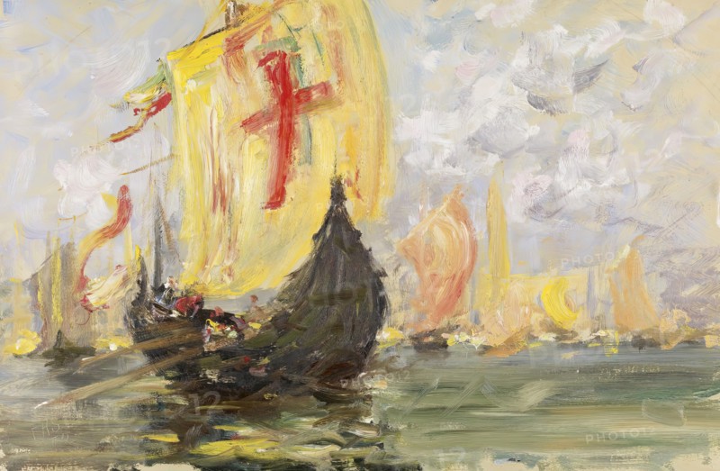 Scene of a Regatta, Venice, 19th century. Creator: Francis Hopkinson Smith.