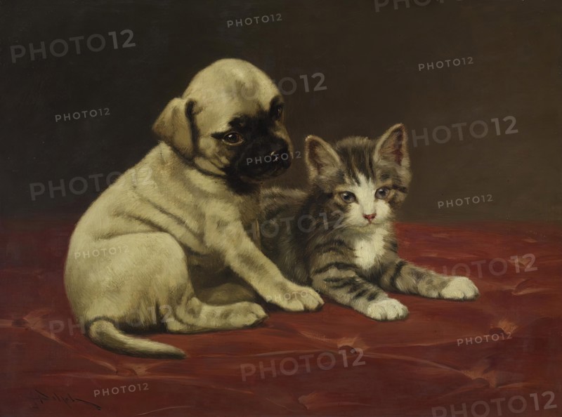 Good Friends (Puppy and Kitten), 4th quarter 19th century. Creator: John Henry Dolph.