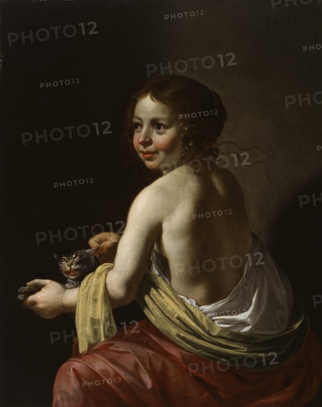 Girl Teasing a Cat, c1630. Creator: Jan van Bijlert.