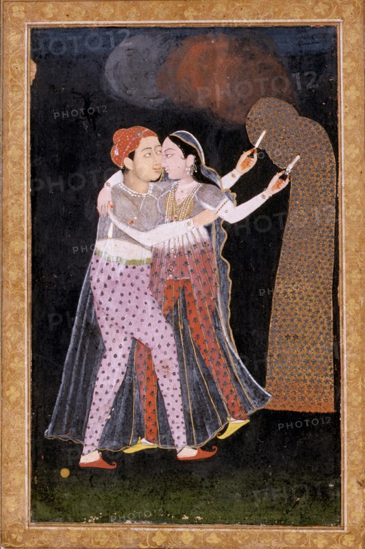 Embracing Lovers with Sparklers, c1775. Creator: Unknown.