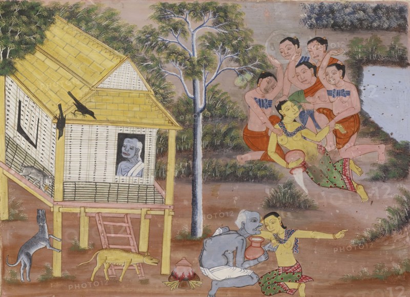 Vessantara Jataka, Chapter 5 (Jujaka), c1920-1940. Creator: Unknown.