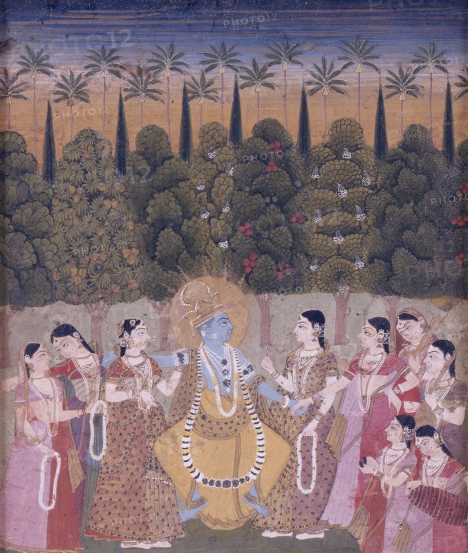 Krishna Dancing with Gopis, 1775-1800. Creator: Unknown.
