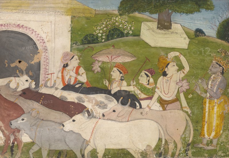 Krishna and the Cowherds, mid 19th century. Creator: Unknown.