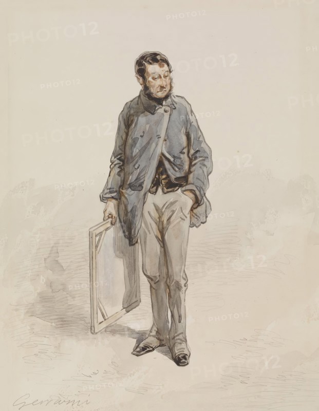 Artist with Canvas, 1855-1866. Creator: Paul Gavarni.