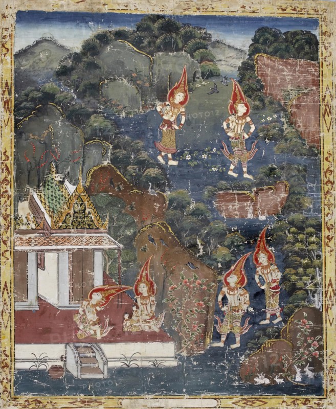 Vessantara Jataka, Chapter 4 (The Forest Edge): Vessantara, Maddi, Jali, and Kanha, 1830-1860 (). Creator: Unknown.