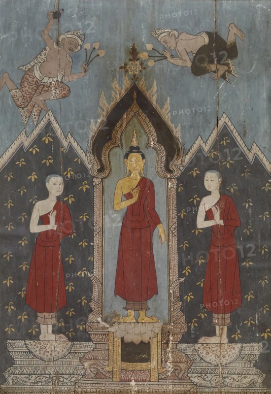 The Buddha with his disciples Sariputta and Moggalana, 1st quarter 19th century. Creator: Unknown.