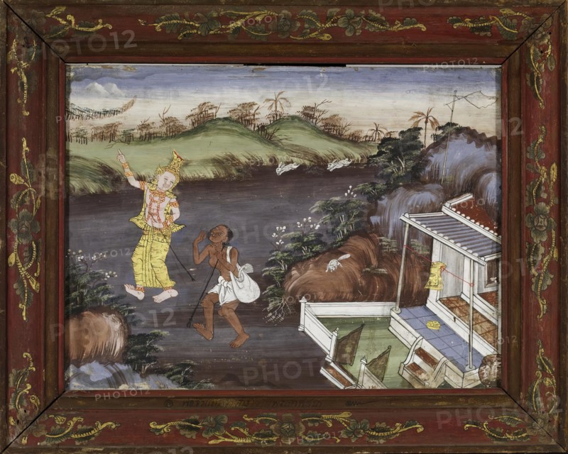 Vessantara Jataka, Chapter 7: Jujaka and the Hermit Accala, late 19th century. Creator: Unknown.