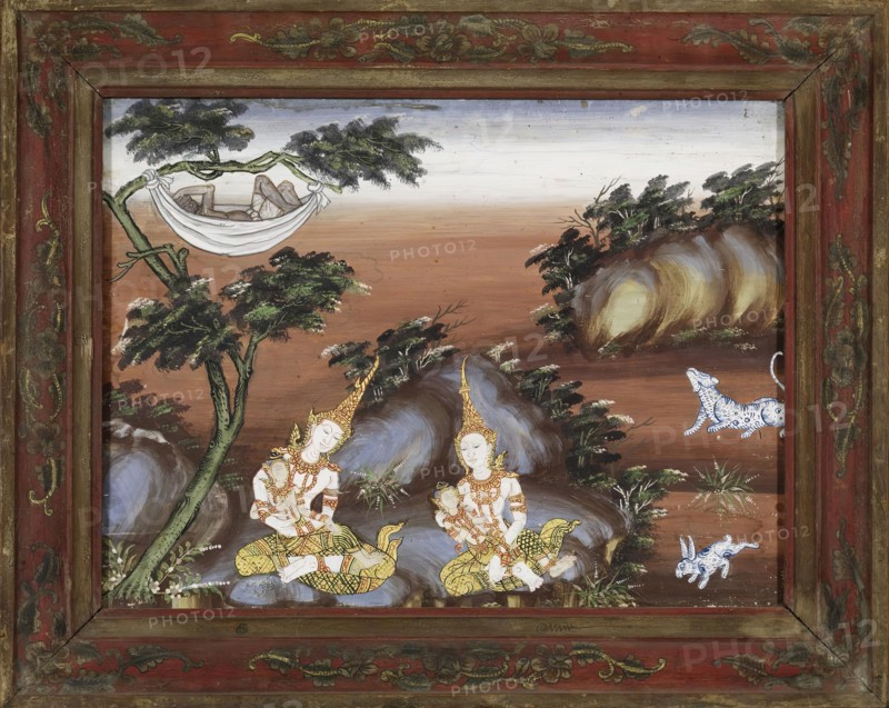 Vessantara Jataka, Chapter 11: While Jujaka Sleeps the Children are Cared For, late 19th century. Creator: Unknown.