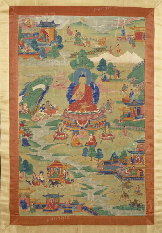 Buddha Shakyamuni with "Jataka" Tales, late 17th-early 18th century. Creator: Unknown.