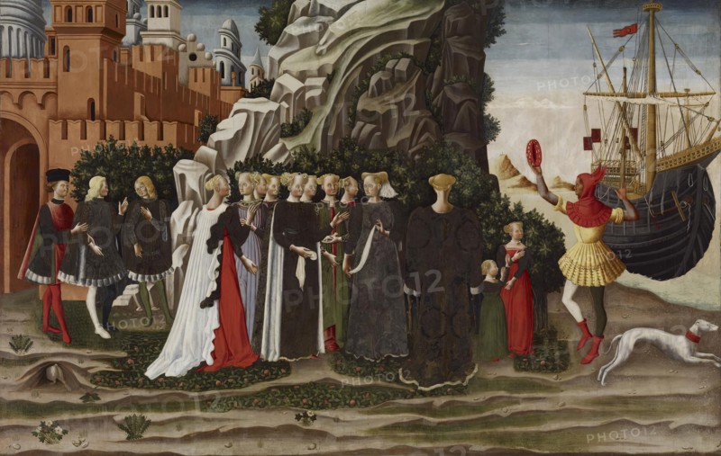 The Departure of Helen and her Entourage for Cythera, c1468. Creator: Dario di Giovanni.