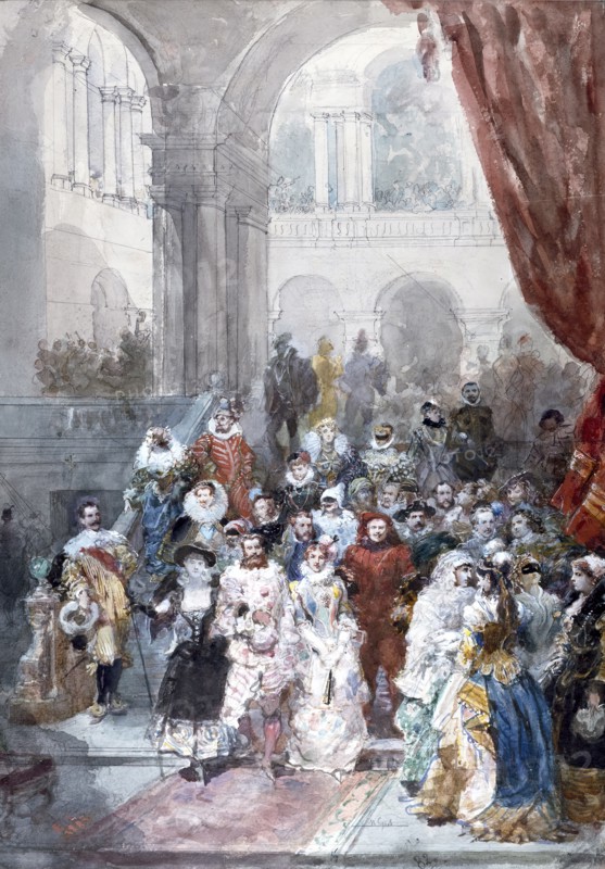 Study for a Painting of a Costume Ball Given by the Princess of Sagan, 1883. Creator: Eugene Louis Lami.