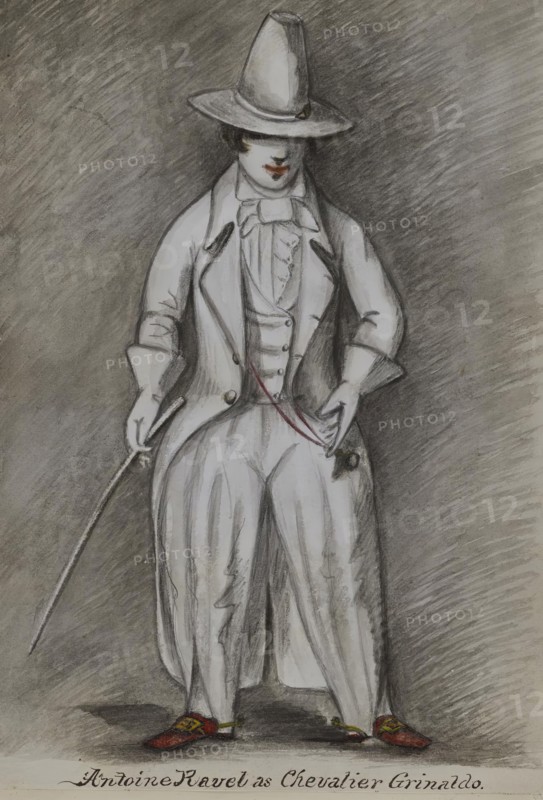 Antoine Ravel as Chevalier Grinaldo, 1855-1859. Creator: Alfred Jacob Miller.